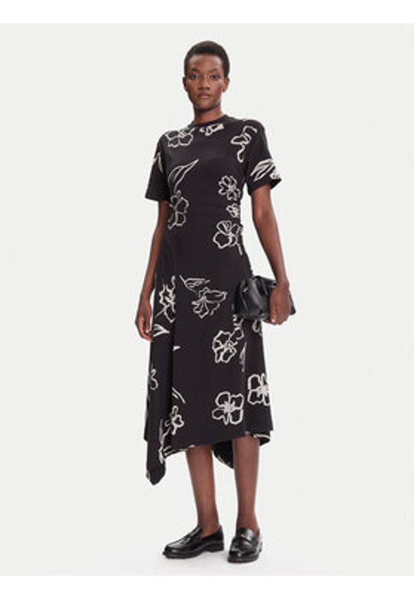 Desigual Sukienka codzienna Calma 25WWVK44 Czarny Regular Fit. Okazja: na co dzień. Kolor: czarny. Materiał: bawełna. Typ sukienki: proste. Styl: casual