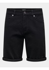 Only & Sons Szorty jeansowe Ply 22029041 Czarny Regular Fit. Kolor: czarny. Materiał: bawełna