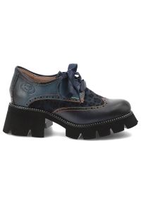 Granatowe Półbuty Laura Vita Stylowe Buty Damskie Premium. Kolor: niebieski. Materiał: skóra. Szerokość cholewki: normalna. Wzór: motyw zwierzęcy, aplikacja. Styl: elegancki #6