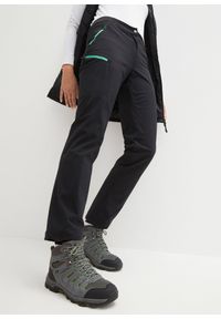 bonprix - Spodnie funkcjonalne z wygodnym paskiem, odpychające wodę. Kolor: czarny. Materiał: materiał #1