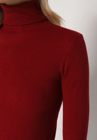 Born2be - Bordowy Klasyczny Golf z Bawełną Reilisea. Okazja: na co dzień. Typ kołnierza: golf. Kolor: czerwony. Materiał: bawełna. Styl: klasyczny #6