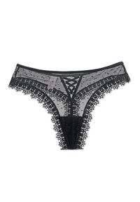 Intica - Stringi bezszwowe z koronką niewidoczne pod odzieżą Shalini. Kolor: czarny. Materiał: koronka. Wzór: koronka
