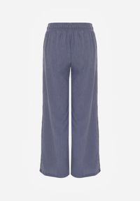 Born2be - Niebieskie Szerokie Spodnie z Teksturalnej Tkaniny z Wiązaniem w Pasie Agatia. Okazja: do pracy, na co dzień, na spacer. Stan: podwyższony. Kolor: niebieski. Materiał: tkanina. Długość: długie. Styl: wakacyjny, casual #3