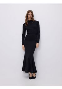 Reserved - Sukienka maxi - czarny. Kolor: czarny. Materiał: dzianina, bawełna. Wzór: gładki. Typ sukienki: proste. Długość: maxi #1