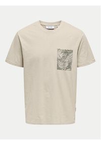 Only & Sons T-Shirt 22025286 Beżowy Regular Fit. Kolor: beżowy. Materiał: bawełna #2