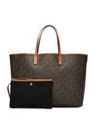 TOMMY HILFIGER - Tommy Hilfiger Torebka Th Monoplay Maxi Tote Le AW0AW18850 Czarny. Kolor: czarny. Materiał: skórzane #4