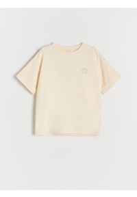 Reserved - T-shirt z aplikacją - jasnożółty. Kolor: żółty. Materiał: bawełna. Wzór: aplikacja #1
