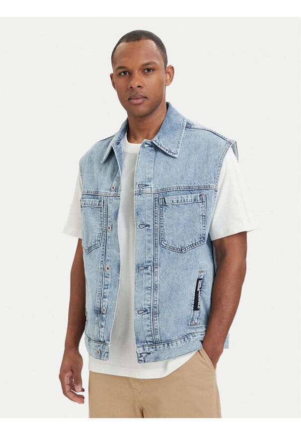 Karl Lagerfeld Jeans Kamizelka B2M14024 Niebieski jasny Regular Fit. Kolor: niebieski. Materiał: bawełna