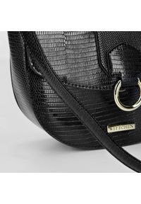 Wittchen - Damska torebka mała z motywem skóry gada. Kolor: czarny. Wzór: paski, aplikacja. Dodatki: z breloczkiem. Materiał: skórzane. Rodzaj torebki: do ręki #3