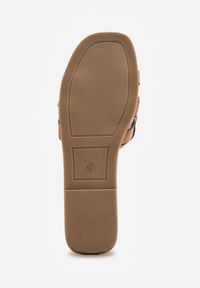 Born2be - Jasnobrązowe Płaskie Klapki Ozdobione Plecionymi Paskami Terilynn. Kolor: brązowy. Materiał: len. Wzór: aplikacja. Sezon: lato. Obcas: na obcasie. Styl: elegancki. Wysokość obcasa: niski #9