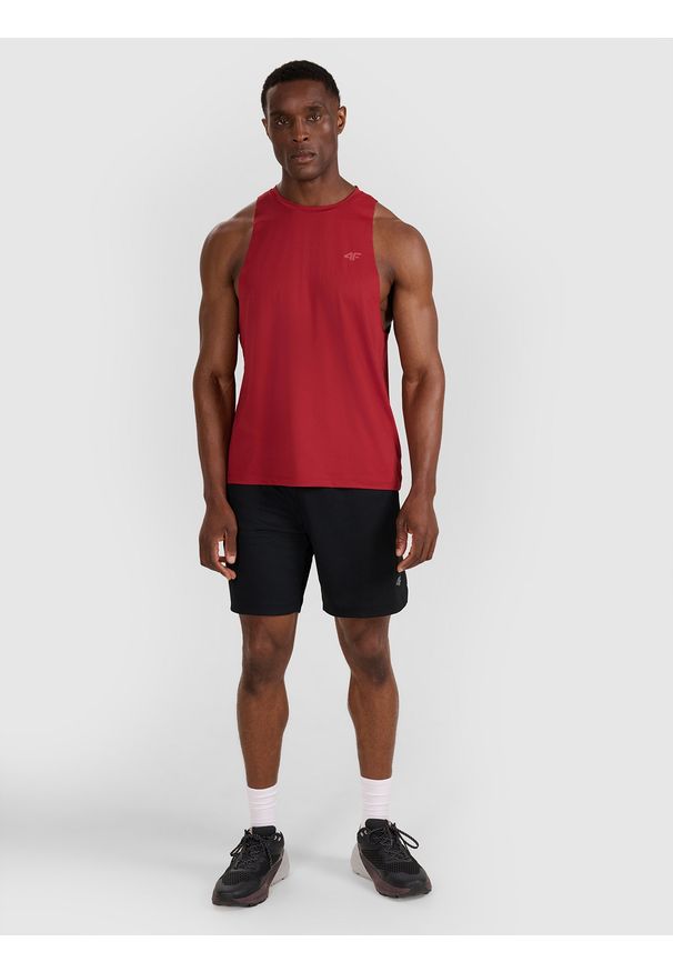 4f - 4F Tank top treningowy szybkoschnący męski - czerwony XXL. Kolor: czerwony. Materiał: dzianina, materiał, syntetyk, włókno, elastan. Wzór: ze splotem. Sport: fitness