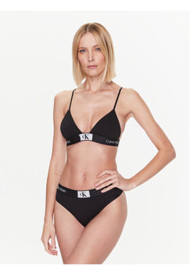 Calvin Klein Underwear Biustonosz braletka Unlined 000QF7217E Czarny. Kolor: czarny. Materiał: bawełna