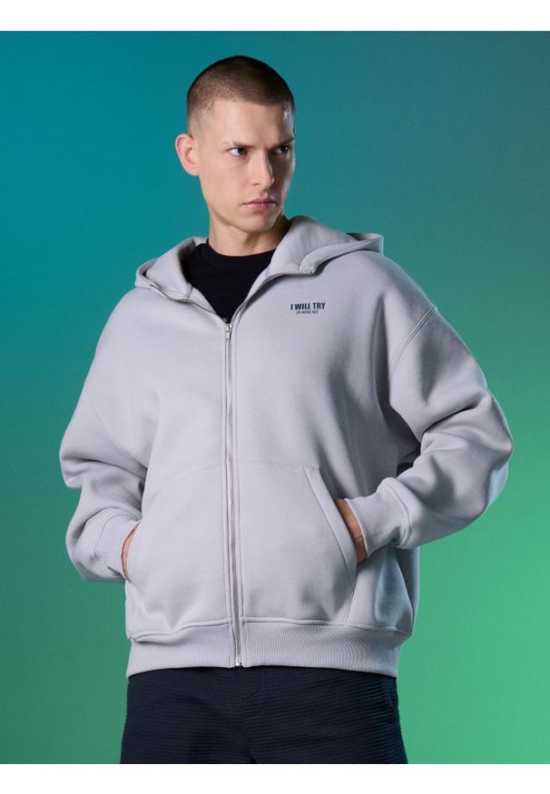 Sinsay - Rozpinana bluza z kapturem - kremowy. Typ kołnierza: kaptur. Kolor: kremowy