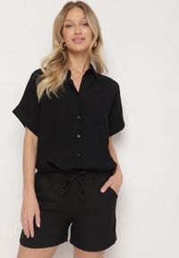 Born2be - Czarne Szorty Ozdobione Wiązaniem Liraine. Okazja: na co dzień. Kolor: czarny. Wzór: aplikacja. Sezon: lato. Styl: casual #5