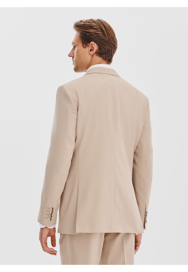 Pako Lorente - PAKO LORENTE – Beżowa marynarka męska. Kolor: beżowy. Materiał: poliester, elastan, wiskoza