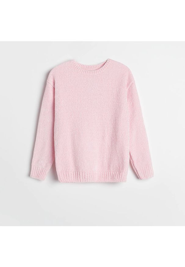 Reserved - Gładki sweter - Różowy. Kolor: różowy. Wzór: gładki