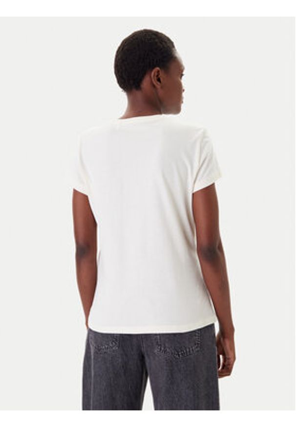 Mustang T-Shirt Loa 1016146 Écru Slim Fit. Kolor: kremowy. Materiał: bawełna