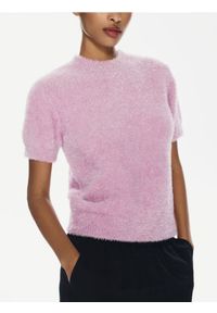 Reserved - Sweter z metaliczną nitką - różowy. Kolor: różowy. Materiał: dzianina #1