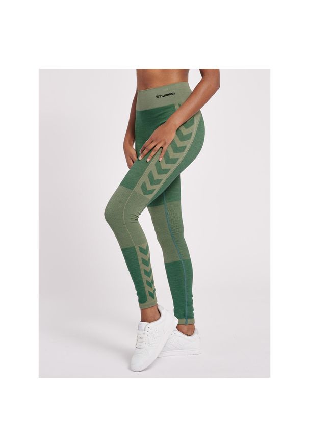 Damskie legginsy mid-rise Hummel Clea. Kolor: szary. Materiał: dzianina, materiał. Wzór: jodełka