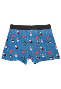 Niebieskie Męskie Bokserki Lody Redo. Kolor: niebieski. Materiał: tkanina, bawełna, elastan, materiał. Długość: długie. Wzór: kolorowy, aplikacja #3
