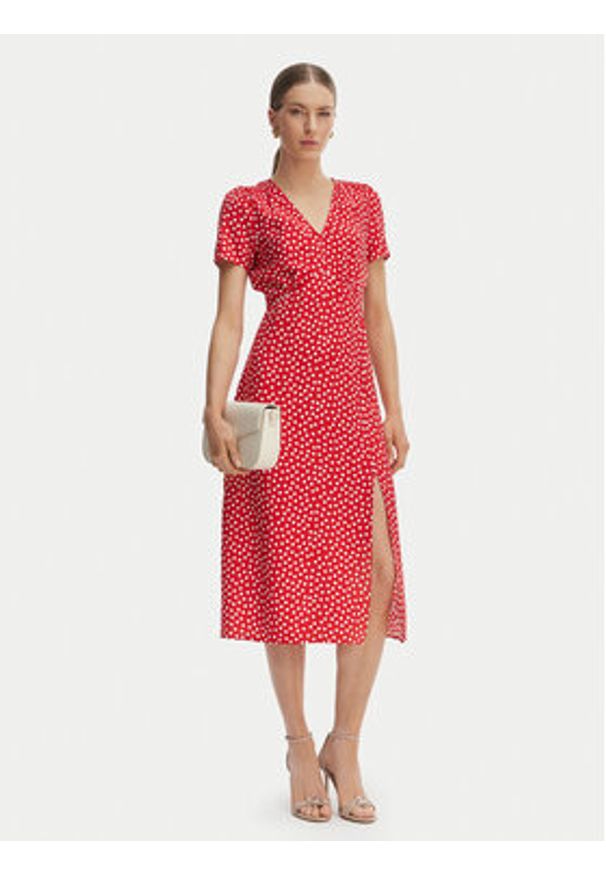 Morgan Sukienka codzienna 261-ROIS Czerwony Regular Fit. Okazja: na co dzień. Kolor: czerwony. Materiał: wiskoza. Typ sukienki: proste. Styl: casual