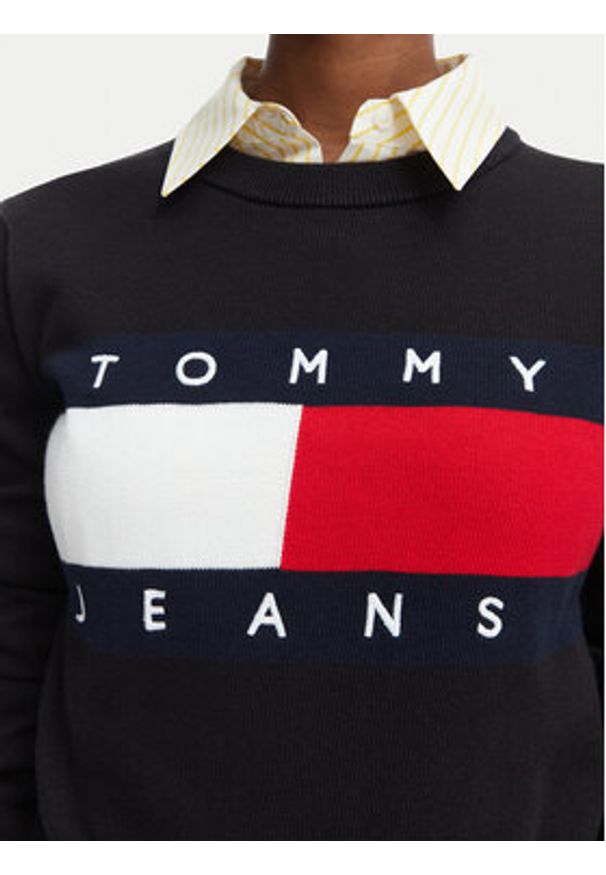 Tommy Jeans Sweter Flag DW0DW22930 Czarny Regular Fit. Kolor: czarny. Materiał: bawełna