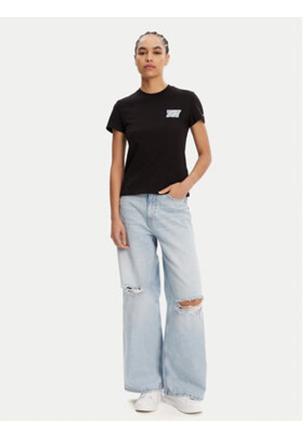 Tommy Jeans T-Shirt Bubble DW0DW21338 Czarny Regular Fit. Kolor: czarny. Materiał: bawełna