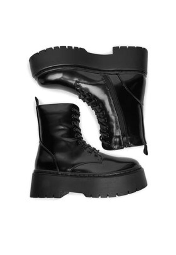 DeeZee Trzewiki 5026-1 Czarny. Kolor: czarny. Materiał: skóra, materiał