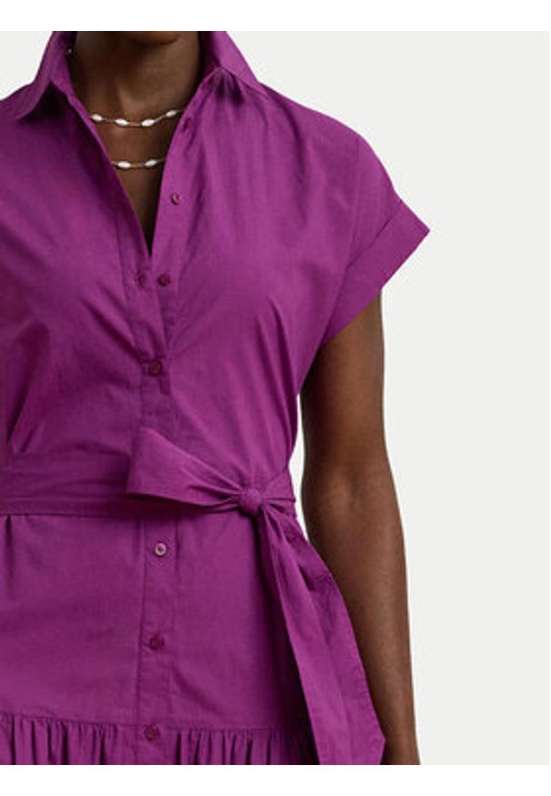Lauren Ralph Lauren - LAUREN RALPH LAUREN Sukienka koszulowa 200970821001 Fioletowy Regular Fit. Kolor: fioletowy. Materiał: bawełna. Typ sukienki: koszulowe