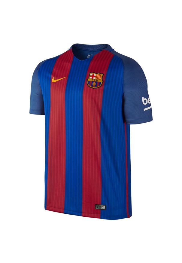 Nike - Koszulka krótki rękaw do piłki nożnej Barcelona. Kolor: niebieski, wielokolorowy, czerwony. Materiał: materiał, poliester. Długość rękawa: krótki rękaw. Technologia: Dri-Fit (Nike). Długość: krótkie