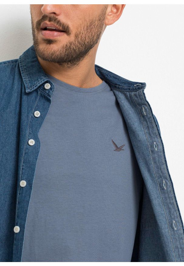 bonprix - T-shirt (3 szt.). Kolor: niebieski. Wzór: haft