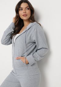 Born2be - Szary Komplet Dresowy o Luźnym Fasonie Bluza na Suwak i Szerokie Spodnie Cristala. Kolor: szary. Materiał: dresówka