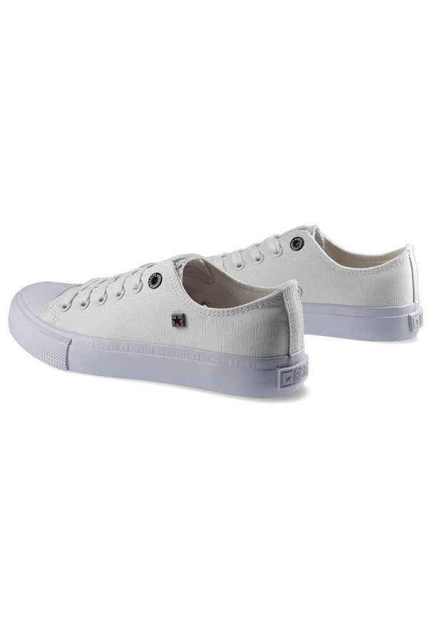 Big-Star - Białe Trampki Big Star Damskie Modne Obuwie. Okazja: na spacer. Kolor: biały. Materiał: jeans, materiał. Szerokość cholewki: normalna. Sezon: lato