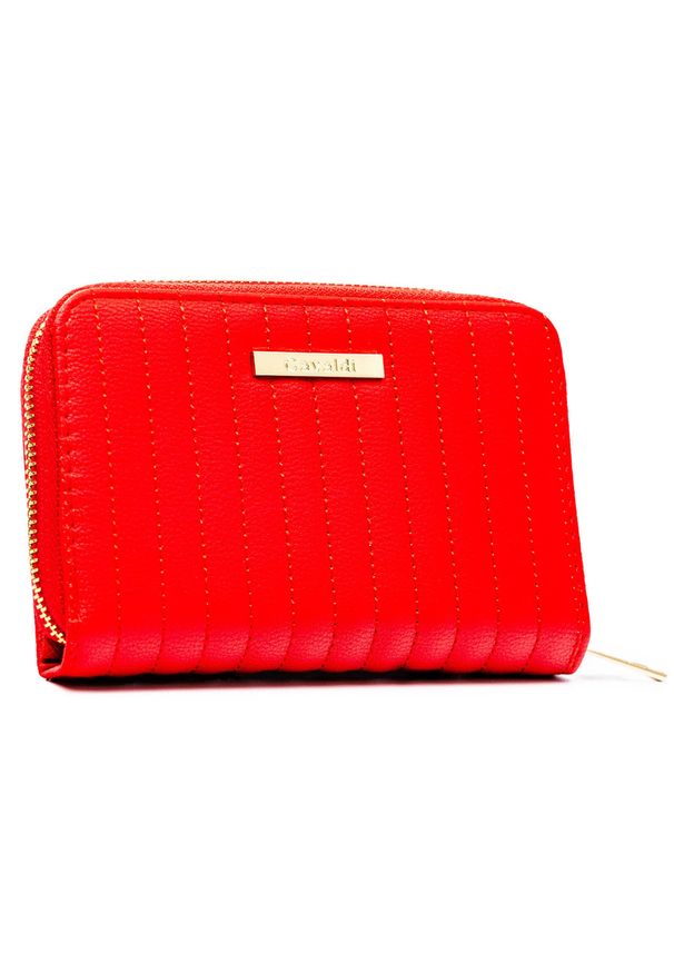 4U CAVALDI - Czerwony portfel damski w typie piórnika wykonany ze skóry ekologicznej, zamykany na zatrzask i suwak 4U Cavaldi CHWJ-04. Kolor: czerwony. Materiał: skóra ekologiczna