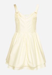 Born2be - Żółta Bawełniana Sukienka Vices w Rustykalnym Stylu z Wiązaniem Fenavira. Okazja: na co dzień. Kolor: żółty. Materiał: bawełna. Długość rękawa: na ramiączkach. Wzór: aplikacja. Styl: casual #7