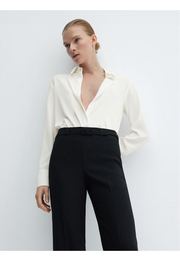 mango - Mango Koszula Basic 67030436 Écru Relaxed Fit. Materiał: syntetyk