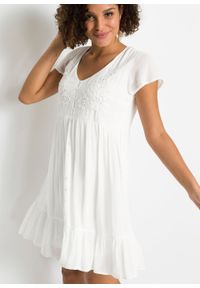 Sukienka z koronką bonprix biel wełny. Kolor: biały. Materiał: wełna, koronka. Wzór: koronka #4