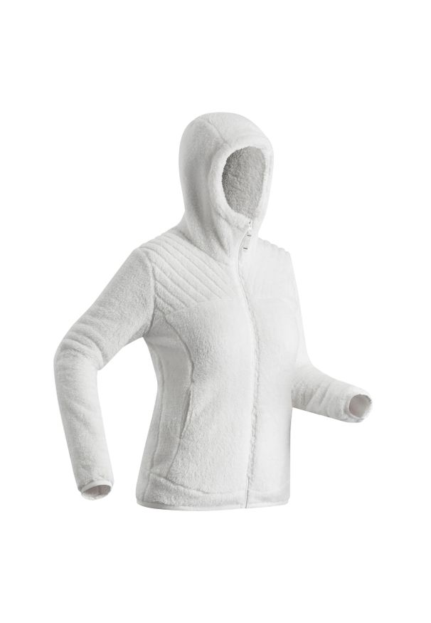 quechua - Polar turystyczny damski Quechua SH100 Ultra-Warm. Kolor: biały. Materiał: poliester, materiał. Długość: długie. Wzór: motyw zwierzęcy