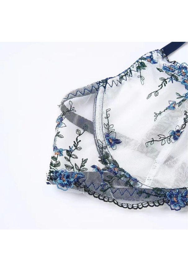 Intica - Komplet bielizny koronkowej na romantyczne wieczory Rosaura. Kolor: niebieski. Materiał: koronka. Wzór: koronka