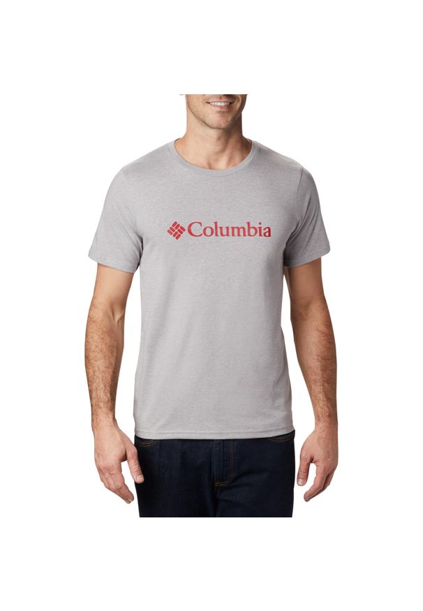 columbia - T-shirt sportowy z krótkim rękawem męski CSC Basic Logo SS Tee. Kolor: szary. Materiał: bawełna. Długość rękawa: krótki rękaw. Długość: krótkie. Sport: turystyka piesza
