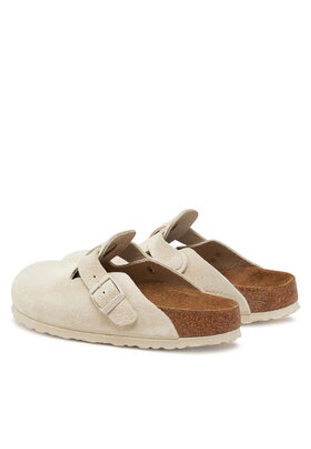 Birkenstock Klapki Boston zamsz 1027693 Biały. Kolor: biały. Materiał: zamsz, skóra