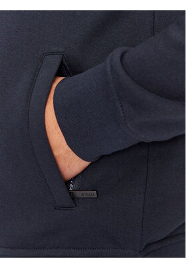 Karl Lagerfeld - KARL LAGERFELD Bluza Zip 705895 500900 Granatowy Regular Fit. Typ kołnierza: dekolt w karo. Kolor: niebieski. Materiał: bawełna