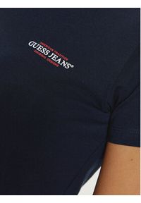 Guess Jeans T-Shirt W4YI02 J1314 Granatowy Slim Fit. Kolor: niebieski. Materiał: bawełna