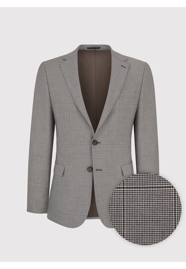 Pako Lorente - PAKO LORENTE – Męska marynarka garniturowa w kratę w brązowych tonach. Kolor: brązowy. Materiał: poliester, elastan, wiskoza. Styl: boho