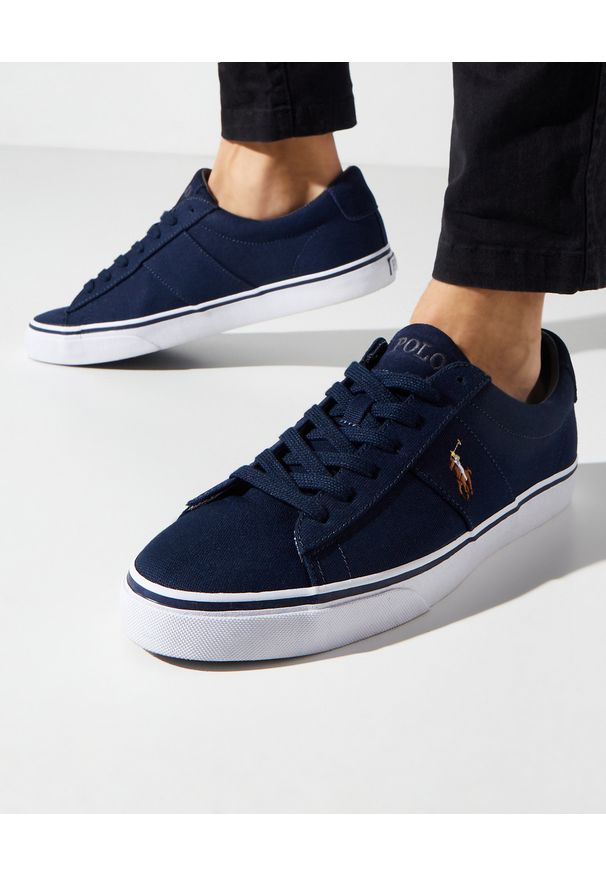 Ralph Lauren - RALPH LAUREN - Sneakersy z logo marki. Kolor: niebieski. Materiał: guma, materiał. Wzór: haft