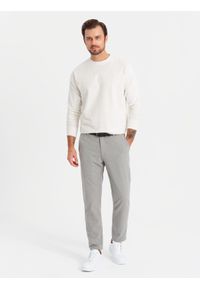 Ombre Clothing - Męski bawełniany longsleeve LOOSE FIT z okrągłym dekoltem – kremowy V2 OM-LSBC-0129 - XXL. Kolor: kremowy. Materiał: bawełna. Długość rękawa: długi rękaw. Wzór: gładki #8
