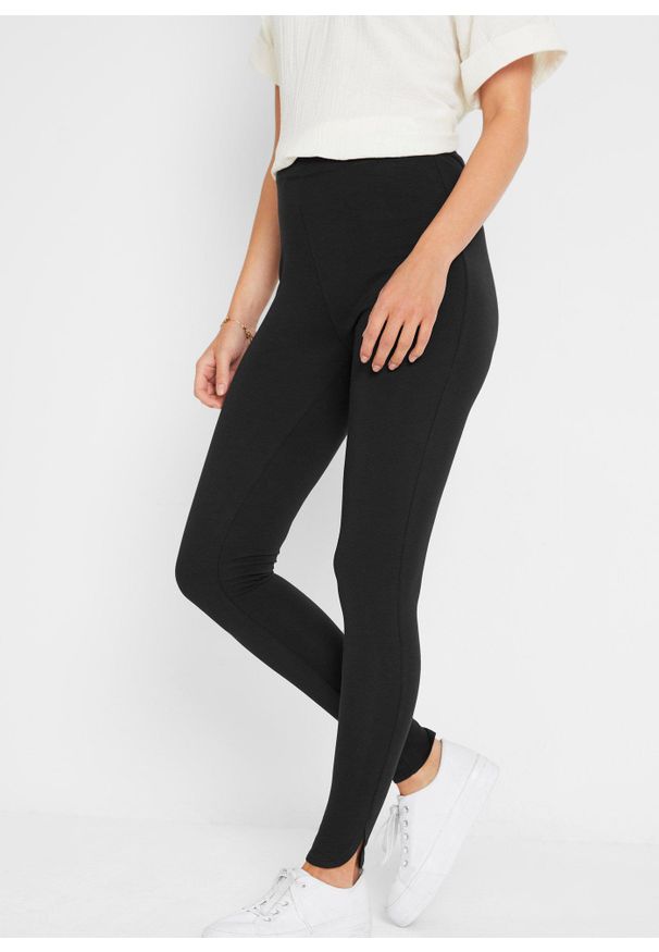 bonprix - Legginsy 7/8. Kolor: czarny. Materiał: bawełna