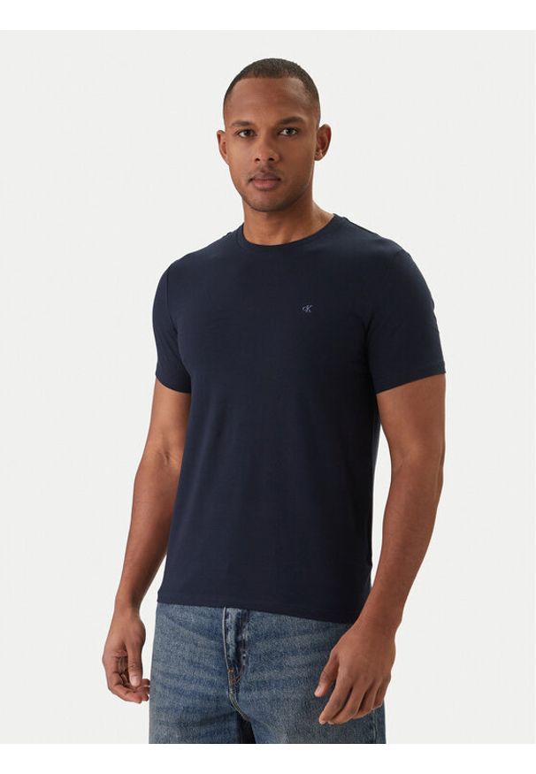 Calvin Klein T-Shirt LV04LC240G Granatowy Slim Fit. Kolor: niebieski. Materiał: bawełna