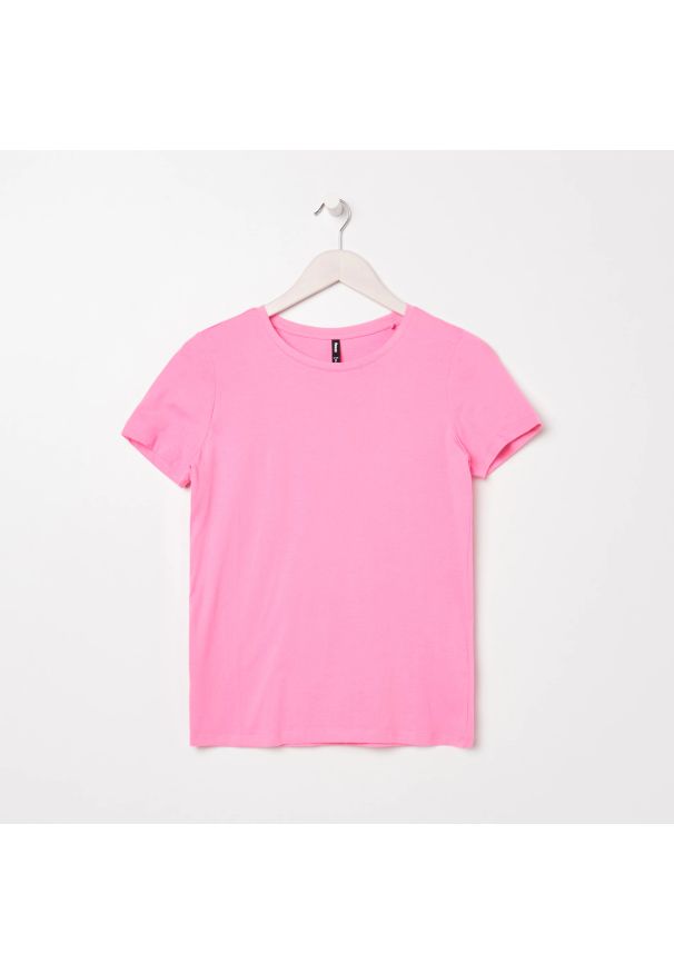 Sinsay - Koszulka basic - Różowy. Kolor: różowy