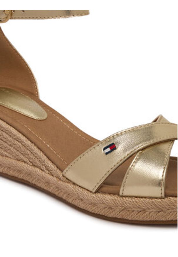 TOMMY HILFIGER - Tommy Hilfiger Espadryle Metalic Crossover Strap FW0FW09333 Złoty. Kolor: złoty. Materiał: skóra, syntetyk